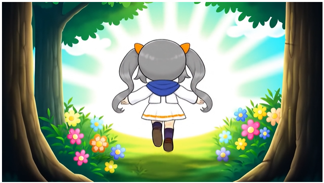 光に導かれる森の中のうやちゃん